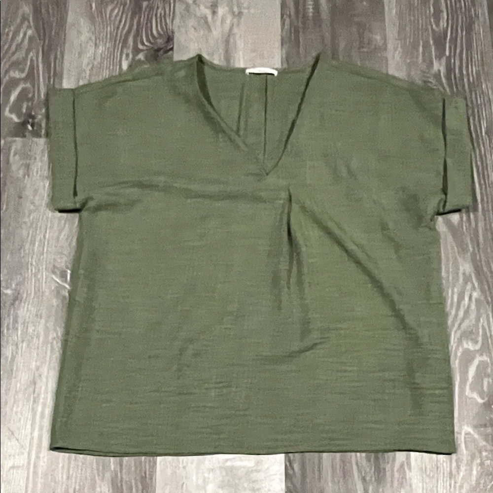 Timing Olive V-Neck Blouse